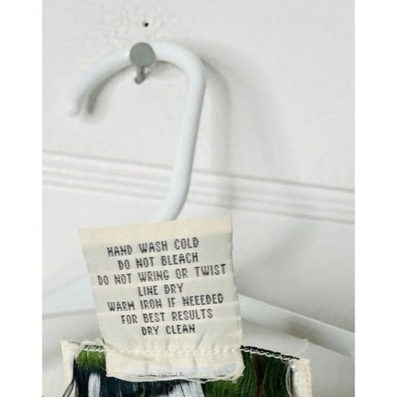 Vtg Reef Island Silk Dress L Hawaiian Floral Palm Straight Midi Side Slit Resort - Picture 9 of 13